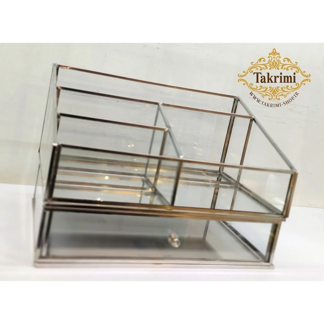 قیمت و خرید استند لوازم آرایشی جای لوازم آرایشی کشو دار نقره ای جنس اصلی ، شیشه و استیل خالص ( تولیدی تکریمی شاپ ) | ابزار آرایشی | تجهیزات آرایشی | لوازم آرایشی | خارجی | اوریجینال | وارداتی_6ac541d21fa70.jpeg